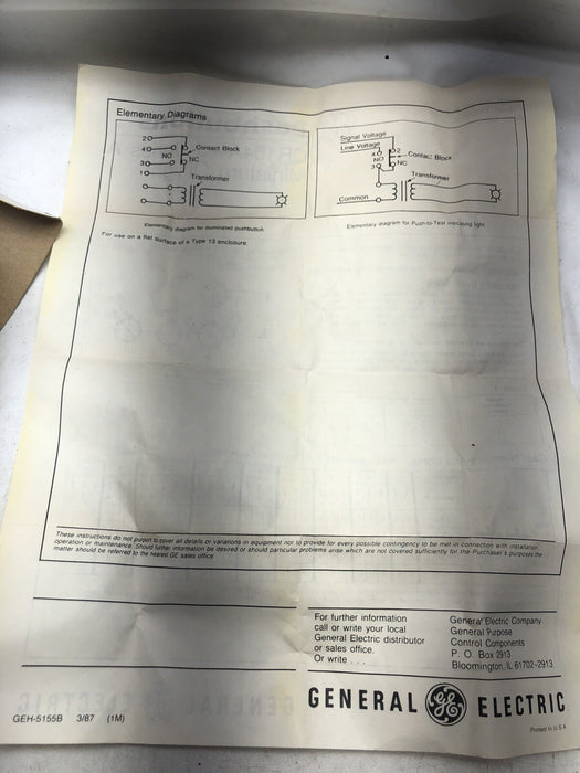 NEW GE CR104A1205 MINIATURE  OILTIGHT PUSHBUTTON CR104A STANDARD GREEN 2 NO 2 NC