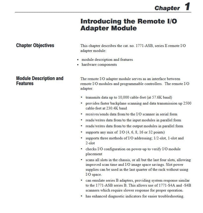 REMAN 1771-ASBK ALLEN-BRADLEY REMOTE I/O ADAPTER MODULE RIO 1771ASB 1771-ASBK/E