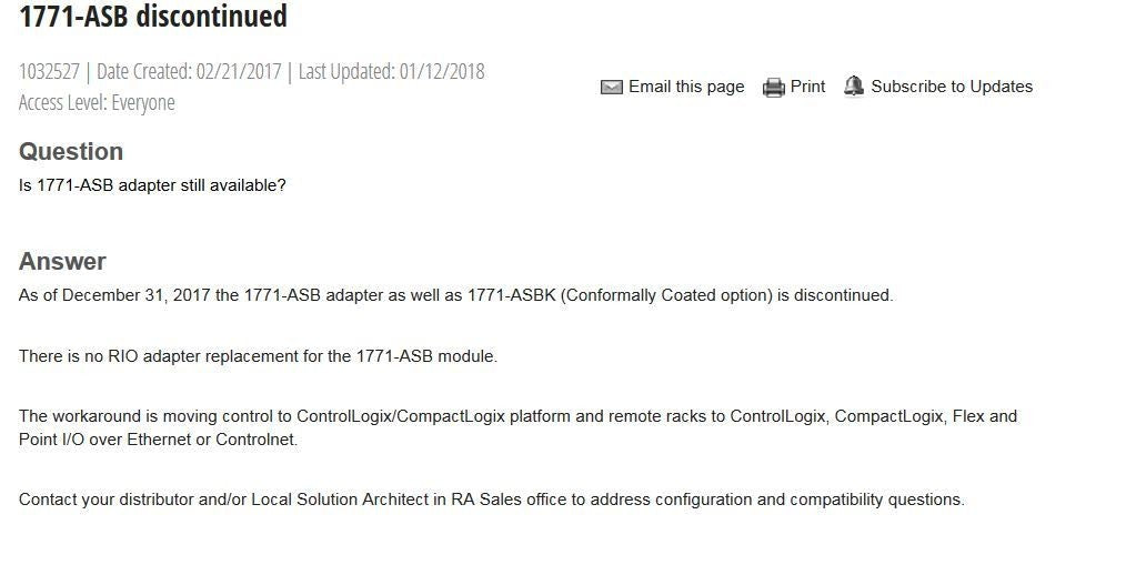 REMAN 1771-ASBK ALLEN-BRADLEY REMOTE I/O ADAPTER MODULE RIO 1771ASB 1771-ASBK/E