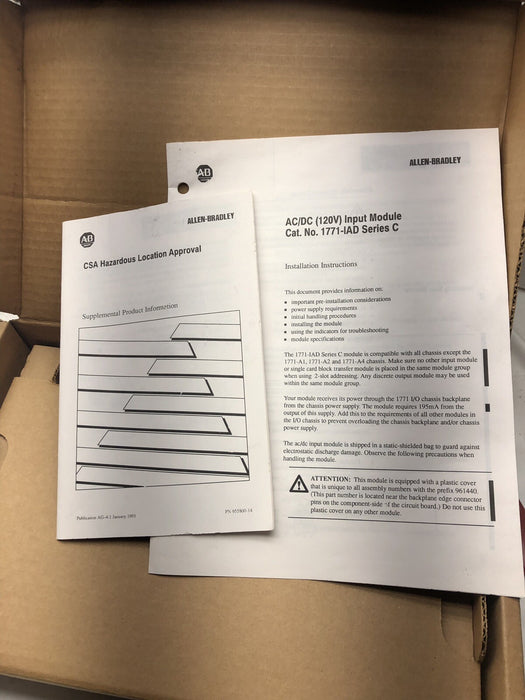 NEW 1771IAD ALLEN BRADLEY 1771-IAD /C 120V AC/DC INPUT MODULE 1994 NIB NOS