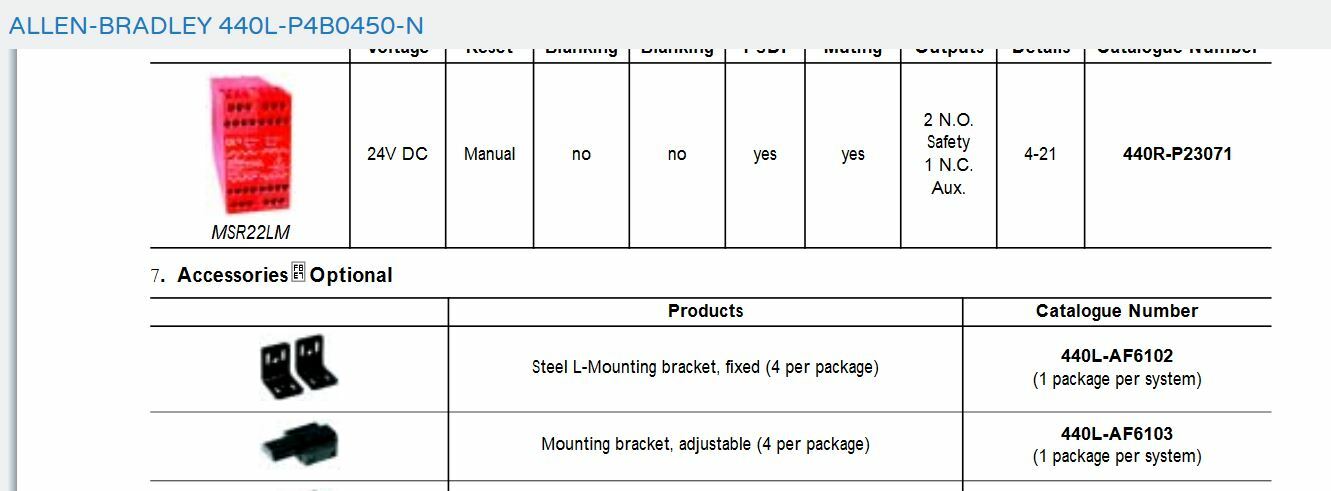 NEW ALLEN-BRADLEY 440L-AF6103 PIVOT BRACKET SAFETY LIGHT CURTAIN ACCESSORY