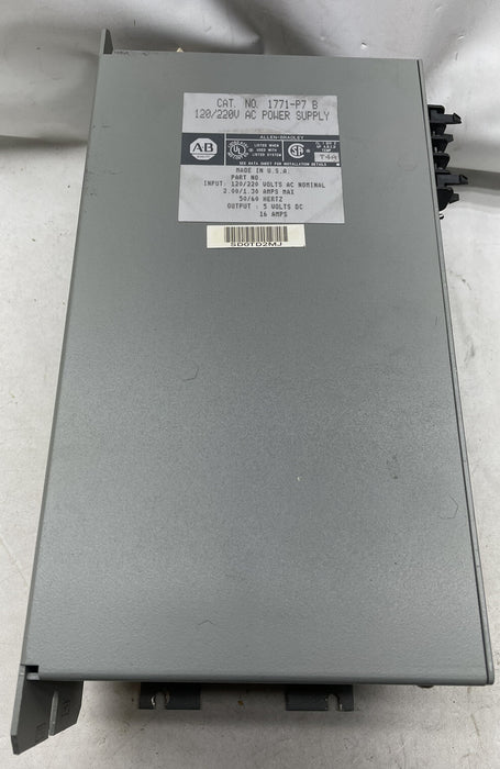 ALLEN BRADLEY 1771-P7 SERIES B 120 / 220 VAC POWER SUPPLY FOR PLC-5 PLC/5 PLC
