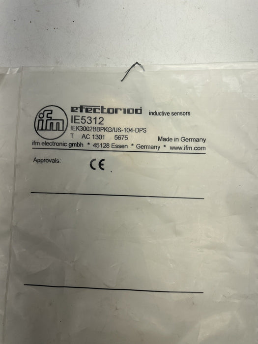 NEW SEALED IFM IE5312 IEK3002BBPKG/US-104-DPS INDUCTIVE SENSOR N.O VDC 2mm SENSE