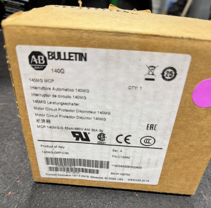 140MG-G8P-C30 ALLEN-BRADLEY BULLETIN 140G 30 AMP MOTOR CIRCUIT PROTECTOR MCP