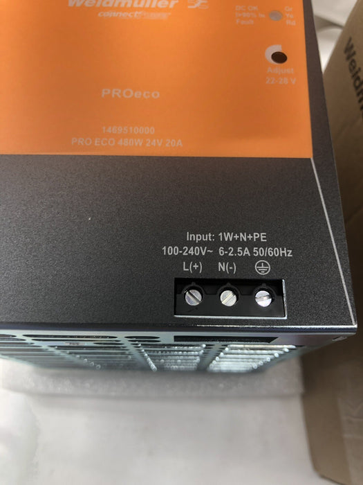NEW WEIDMULLER 1469510000 PRO ECO 480W 24 VDC 20 AMP POWER SUPPLY