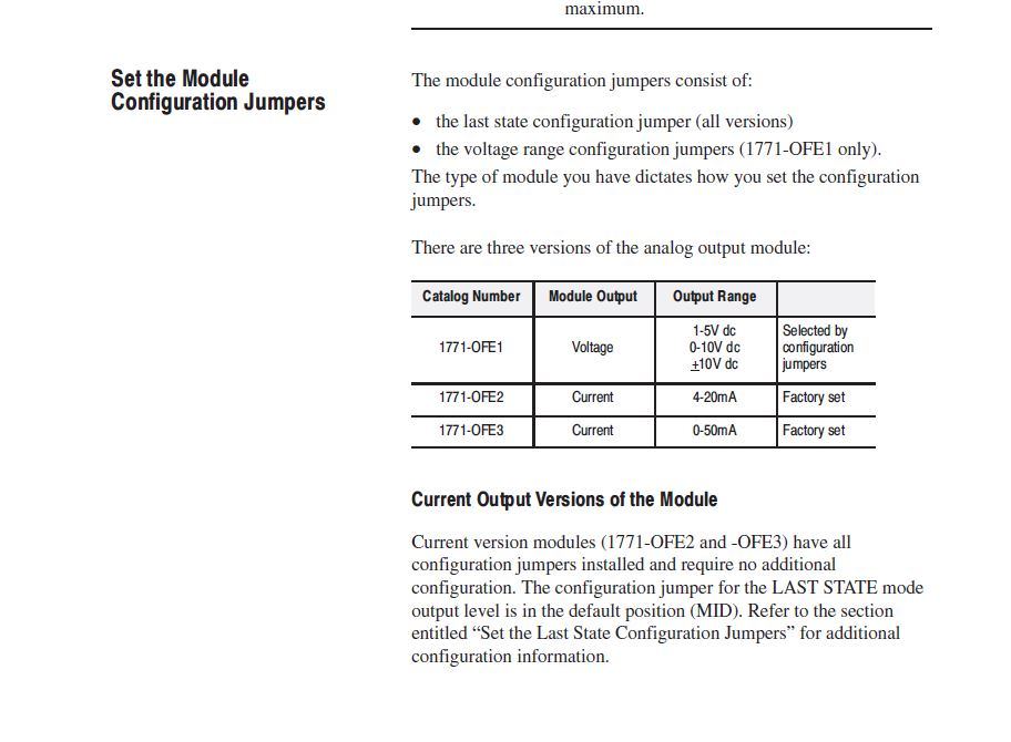 1771-OFE1 PLC-5 Analog Output Card 4 Channel Selectable Voltage Ranges
