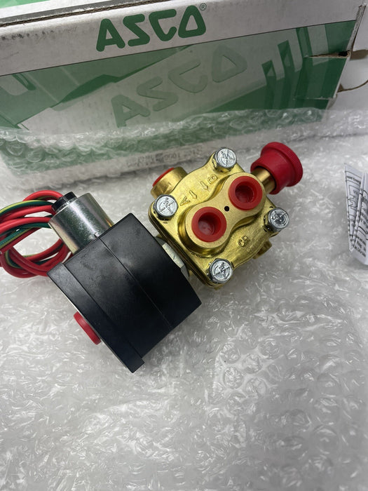 NEW ASCO REDHAT 120V 1/4" 4 way 2 SOLENOID VALVE EF8342G001MS W/ MANUAL OPERATOR