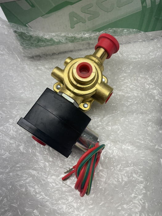 NEW ASCO REDHAT 120V 1/4" 4 way 2 SOLENOID VALVE EF8342G001MS W/ MANUAL OPERATOR