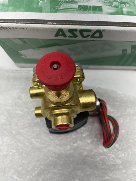 NEW ASCO REDHAT 120V 1/4" 4 way 2 SOLENOID VALVE EF8342G001MS W/ MANUAL OPERATOR