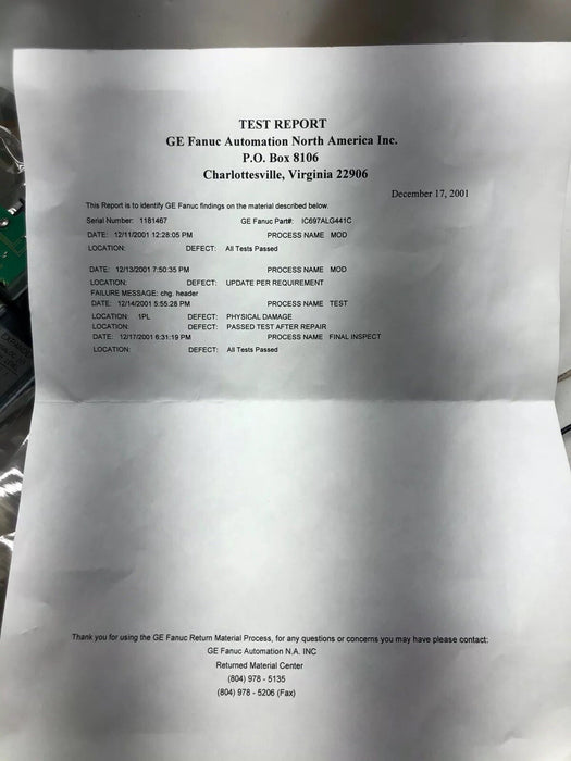 GE FANUC IC697ALG441C SERIES 90-70 EXPANDER ANALOG ( V ) HIGH LEVEL