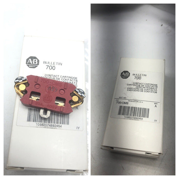 NEW ALLEN BRADLEY 700-CMS SAFETY MASTER CONTACT CARTRIDGE RED 20 AMP N.O AND N.C