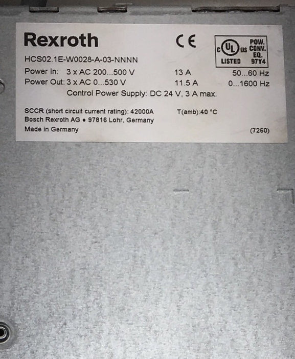 Rexroth Indra Drive Servo Drive HCS02.1E-W0028-A-03-NNNN HCSO2.1