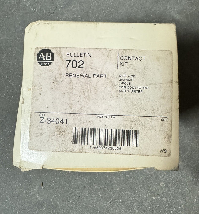 NEW BULLETIN 702 RENEWAL CONTACT Z-34041 NEMA SIZE 4 200 AMP FOR STARTER 1 POLE
