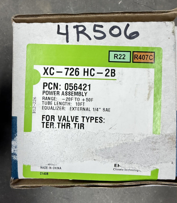 NEW Emerson XC-726 HC-2B Thermal Expansion Valve PCN: 056421 -20F TO +50F 10FT