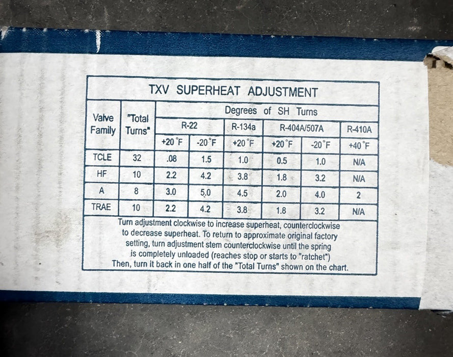 NEW Emerson XC-726 HC-2B Thermal Expansion Valve PCN: 056421 -20F TO +50F 10FT
