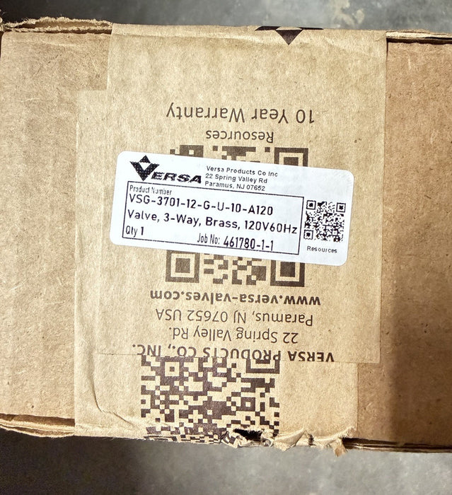 NEW VERSA SOLENOID VALVE VSG-3701-12-G-U-10-A120 VSG3701GUA120 3-WAY BRASS 120V