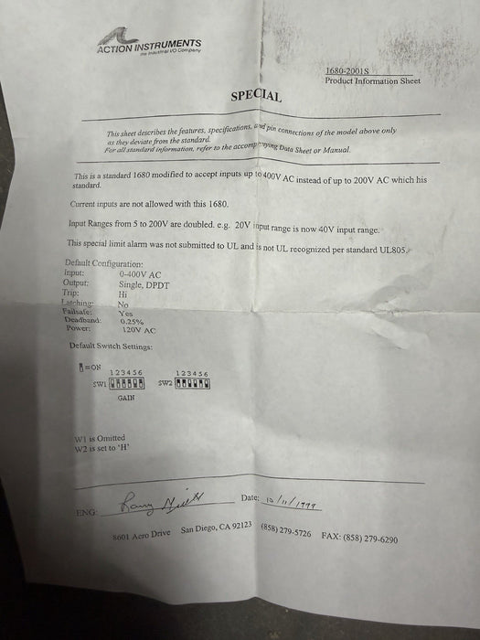 NEW SPECIAL 400VAC EUROTHERM SCHNEIDER ACTION PAK 1680-2001-1 AP1680 16802001