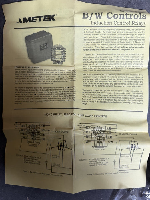 AMETEK B/W CONTROLS LIQUID LEVEL CONTROL 1500-C-L1-S7-OC-X 110-120 VAC TO 220VAC