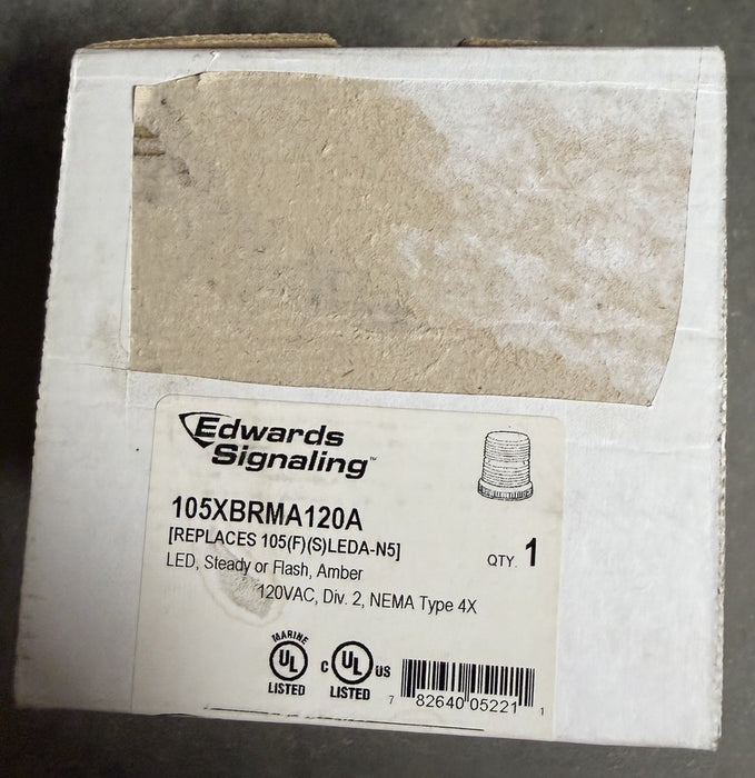 EDWARDS SIGNALING 105XBRMA120A Warning Light,LED,120VAC,Amber STEADY OR FLASH