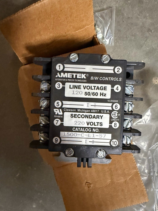 AMETEK B/W CONTROLS LIQUID LEVEL CONTROL 1500-C-L1-S7-OC-X 110-120 VAC TO 220VAC