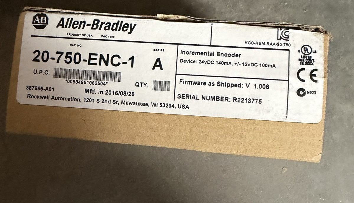 NEW  AB 20-750-ENC-1 Allen-Bradley 20750ENC1 Incremental Encoder 2016 rockwell