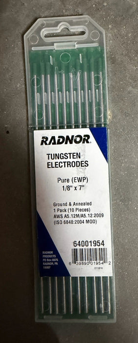 NEW RADNOR 64001954 TUNGSTEN ELECTRODE 1/8" X 7"    10 PACK GROUND AND ANNEALED