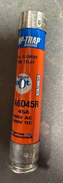 Ferraz Shawmut A6D45R SMART SPOT FUSE  600V Ac AMP-TRAP TIME DELAY DUAL ELEMENT