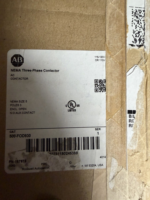 500-FOD930 Allen Bradley NEW SEALED 120V Size 5 Contactor New USA 167875