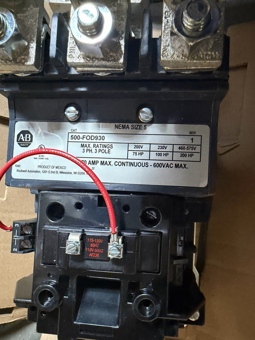 500-FOD930 Allen Bradley NEW IN  BOX 120V Size 5 Contactor New USA 167875