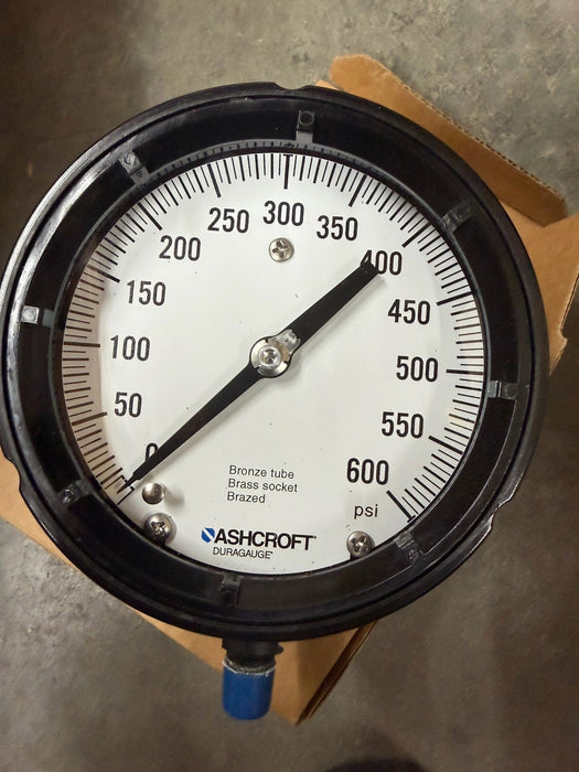 45-1279-AS-02L-600# ASHCROFT 1279 BELLOWS GAUGE 0-600PSI BRONZE TUBE & BRASS SKT