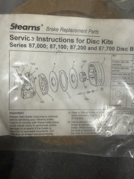 Stearns 5-66-8472-00 Friction Brake Disk Kit SEALED FRICTION DISC KIT