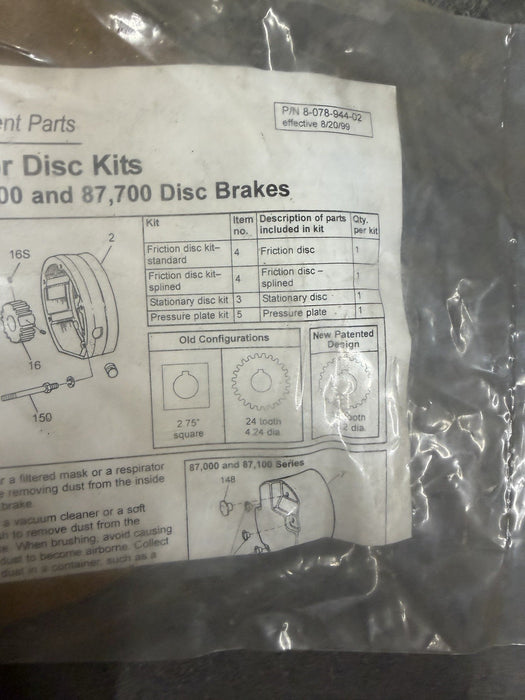 Stearns 5-66-8472-00 Friction Brake Disk Kit SEALED FRICTION DISC KIT
