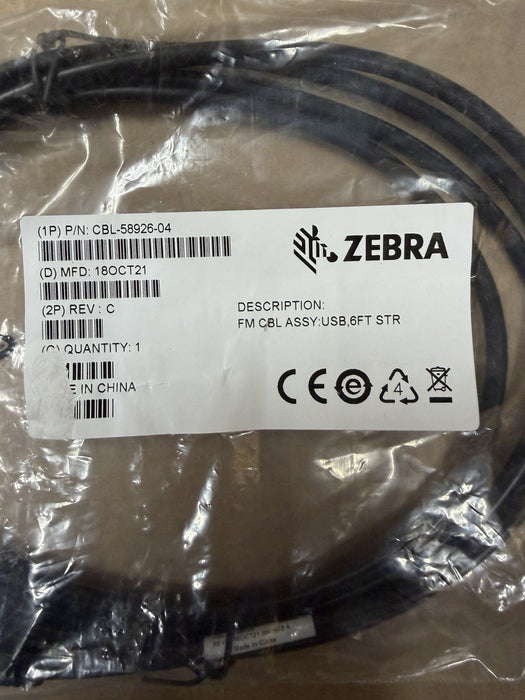 Zebra (Motorola) CBL-58926-04 USB Cable, Straight - 6 ft