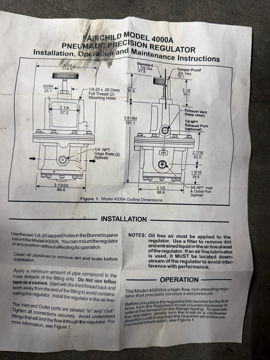 FAIRCHILD 4046A REGULATOR PNEUMATIC