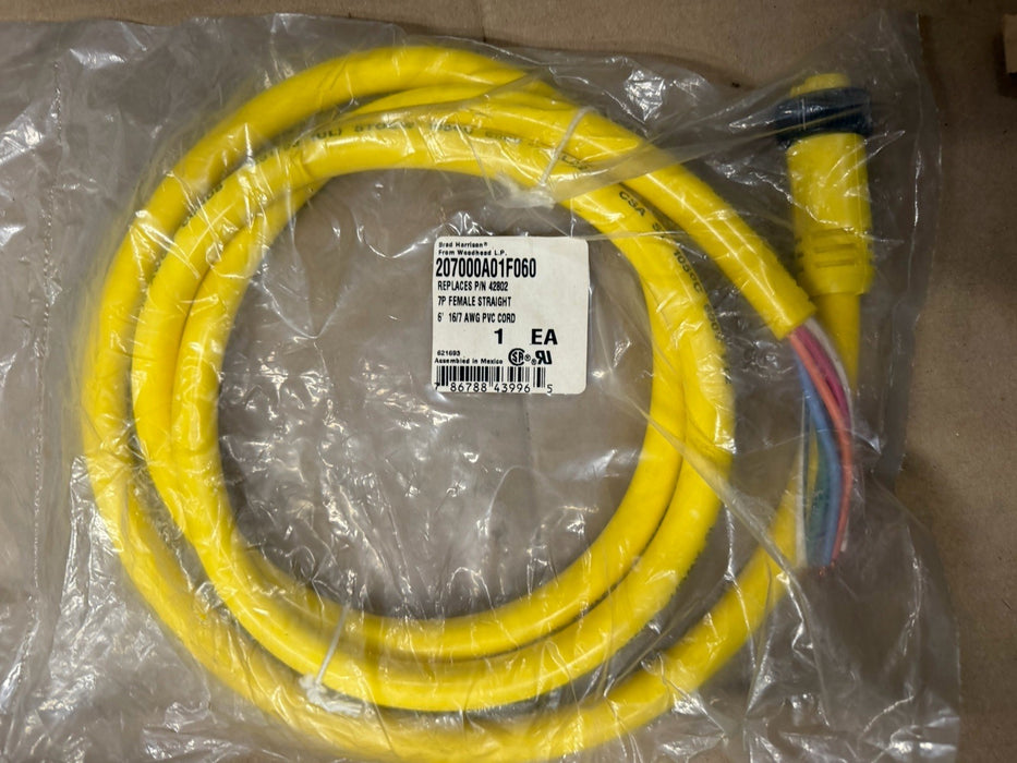 BRAD CONNECTIVITY FEMALE STRAIGHT 6' 16/7 AWG PVC CORD 207000A01F060 RPLCS 42802