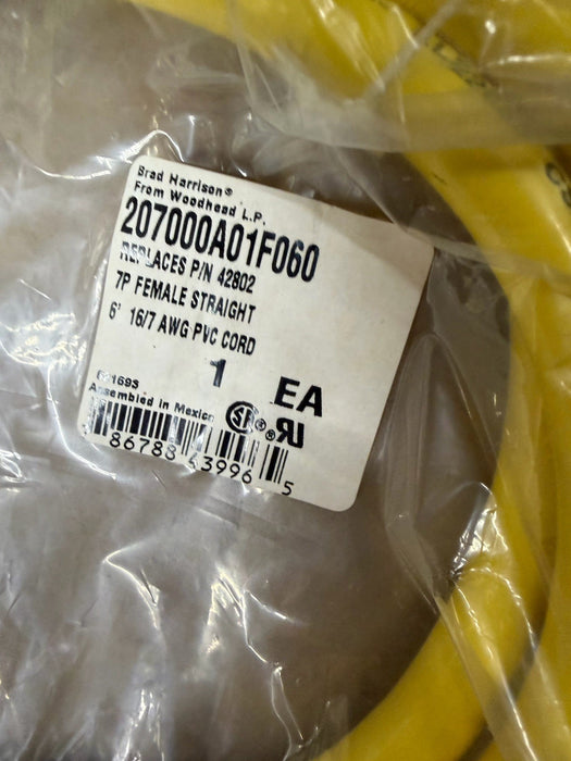 BRAD CONNECTIVITY FEMALE STRAIGHT 6' 16/7 AWG PVC CORD 207000A01F060 RPLCS 42802