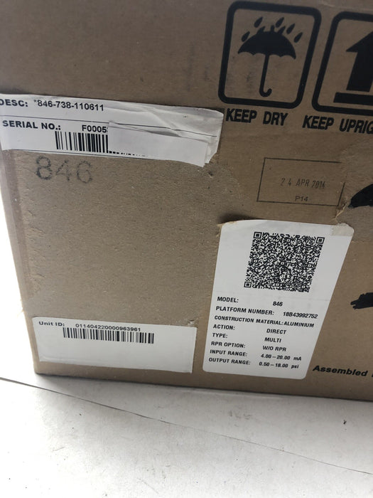 NEW 2014 EMERSON 846-738-110611 Transducer 4-20ma .5-18 psi OUTPUT I/P I2P