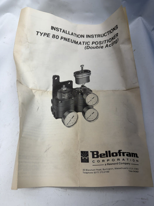 Bellofram Type 80 PNEUMATIC Valve Positioner NIB