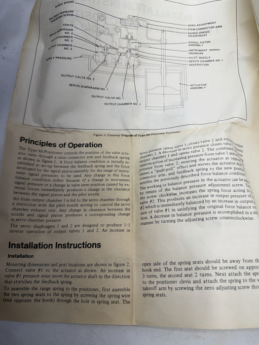 Bellofram Type 80 PNEUMATIC Valve Positioner NIB