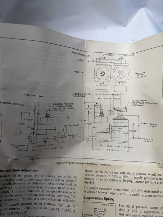 Bellofram Type 80 PNEUMATIC Valve Positioner NIB
