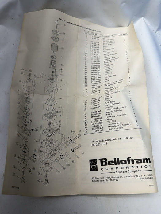 Bellofram Type 80 PNEUMATIC Valve Positioner NIB