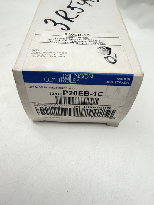 Johnson Controls P20EB-1C Air Conditioning Limit Control 7-150 psi