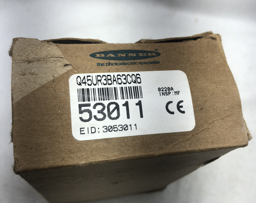 NEW BANNER ENGINEERING Q45UR3BA63CQ6 / 53011 Q45UR Series Remote Transducer