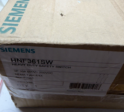 New Siemens HNF361SW 30A 600V 3 Pole Heavy Duty Safety Switch Non-Fuse Type 4X