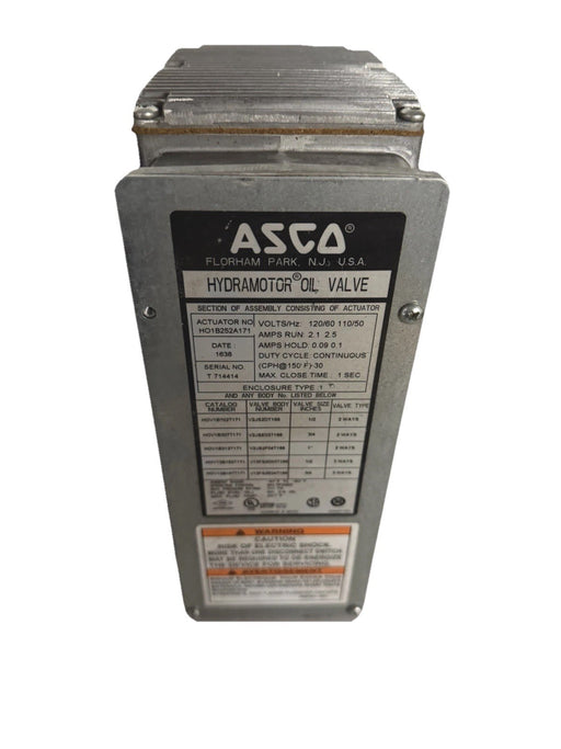 ASCO H01B252A171 Hydramotor Oil Valve ACUATOR HO1B252A171