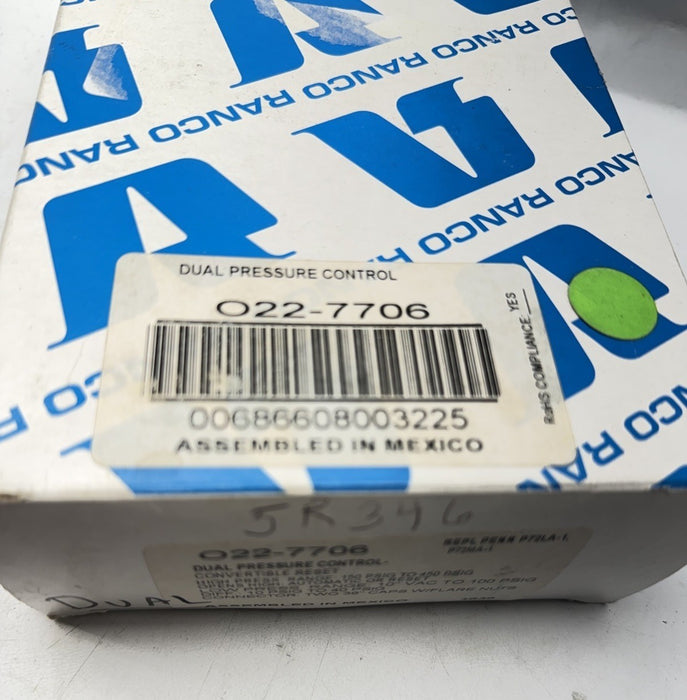 Ranco 022-7706 Dual Function Pressure Refrigeration Control O22-7706