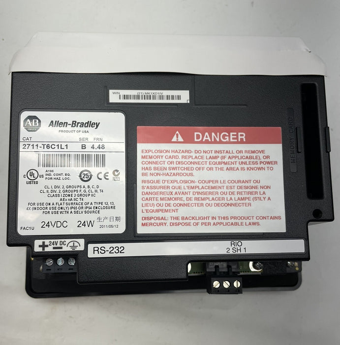 2711-T6C1L1 NEW ALLEN BRADLEY 4.48 PanelView 600 HMI RIO REMOTE I/O PV600 2711-T