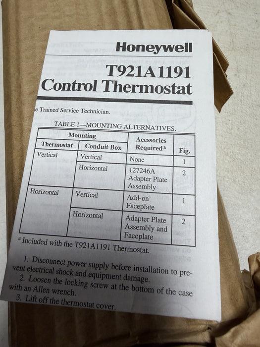 T921A 1191 NEW UNUSED HONEYWELL THERMOSTAT PROP VALVE DAMPER CONTROL TRADELINE