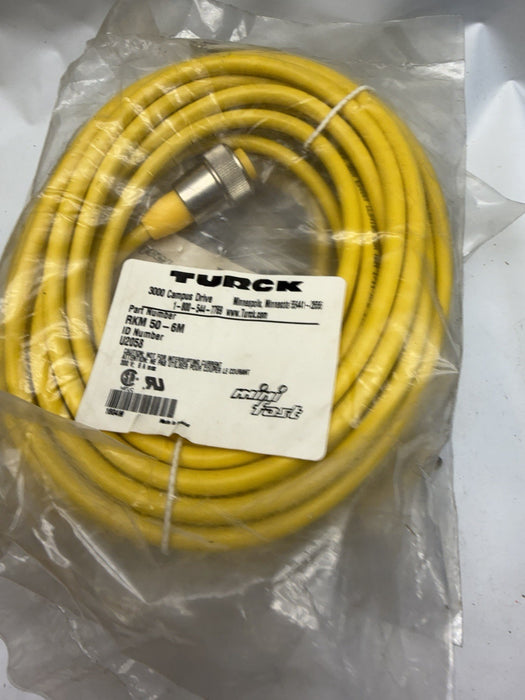 TURCK, RKM 50-6M, Single Ended Cordset, 7/8 inch Female to Pigtail, 6M U2058 NEW