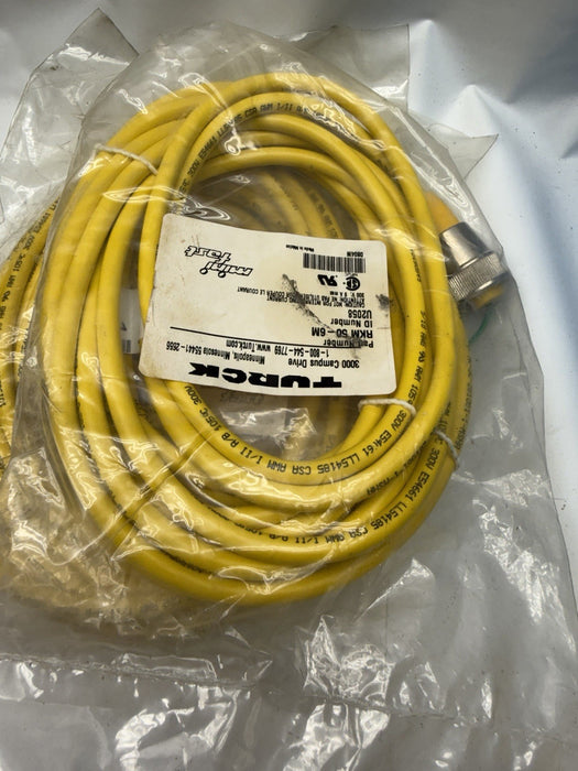 TURCK, RKM 50-6M, Single Ended Cordset, 7/8 inch Female to Pigtail, 6M U2058 NEW
